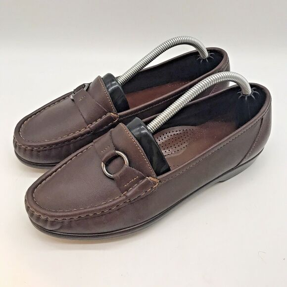 SAS Jewel TriPad Comfort Loafers Women's 7W Brown Leather Moc Toe Slip-On Shoes - Picture 1 of 10